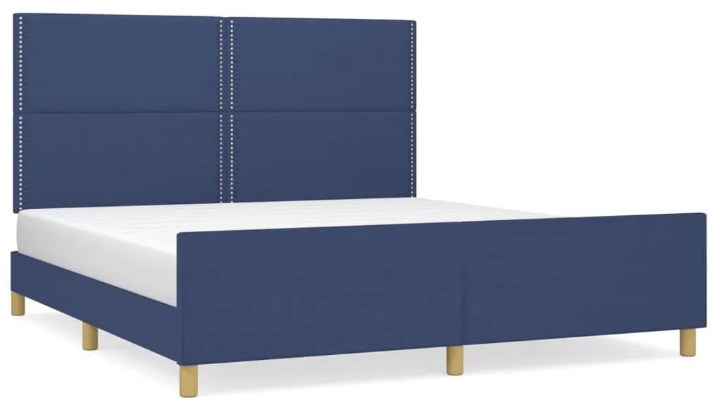 3124998 vidaXL Cadru de pat cu tăblie, albastru, 180x200 cm, textil