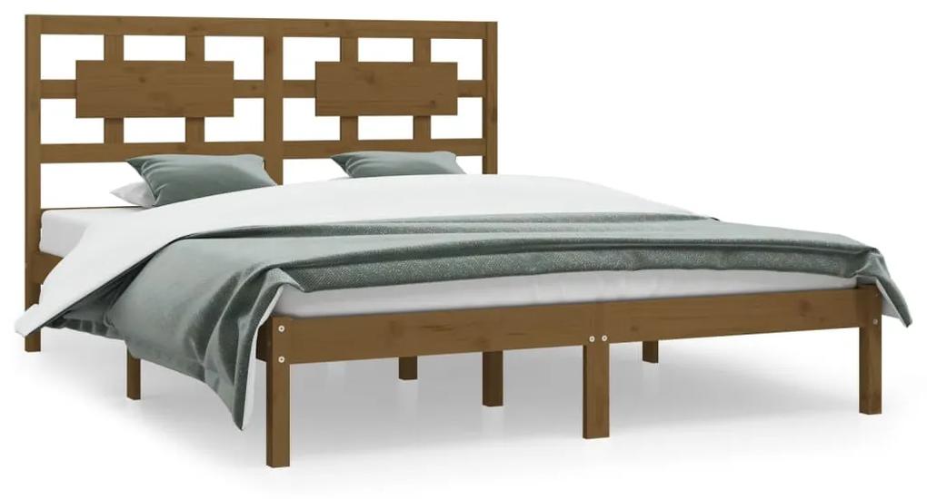3107356 vidaXL Cadru de pat, maro miere, 140x200 cm, lemn masiv de pin