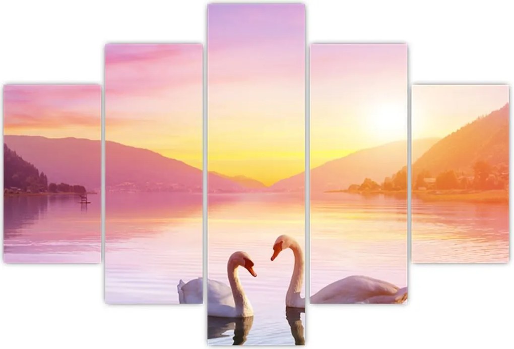 Tablou - Lebăde îndrăgostite (150x105 cm)