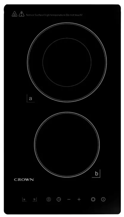Plita ceramica incorporabila Crown VCP 32D, 3000W, Timer, Dubla, Ecran tactil, Negru