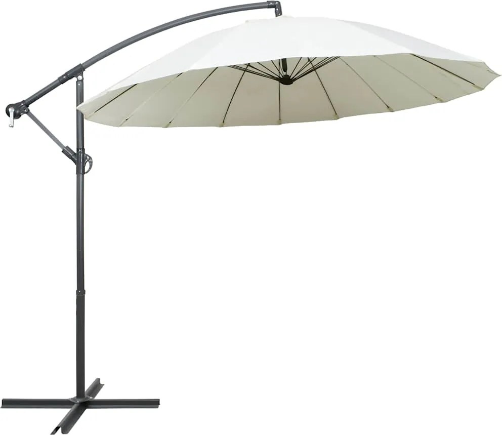 vidaXL Umbrelă de soare suspendată, alb, 3 m, stâlp de aluminiu