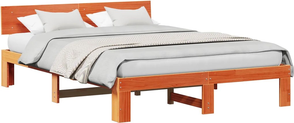 vidaXL Cadru de pat Maroniu cerat 160 x 200 cm Lemn de pin masiv