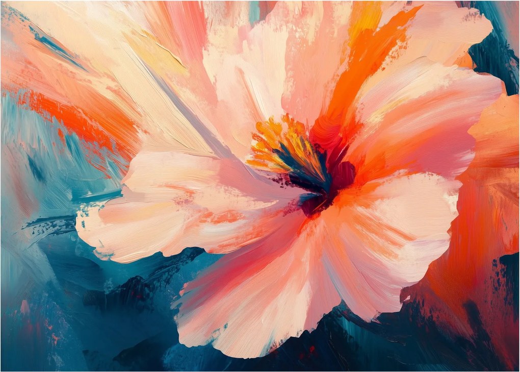 Tablou pe sticlă - Floare pictată (70x50 cm)