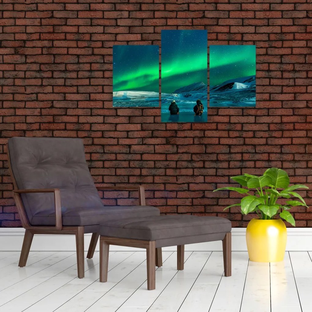 Tablou cu oameni la Aurora borealis (90x60 cm)
