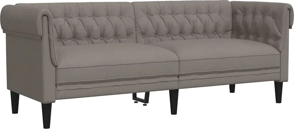 vidaXL Canapea Chesterfield cu 3 locuri, gri taupe, material textil