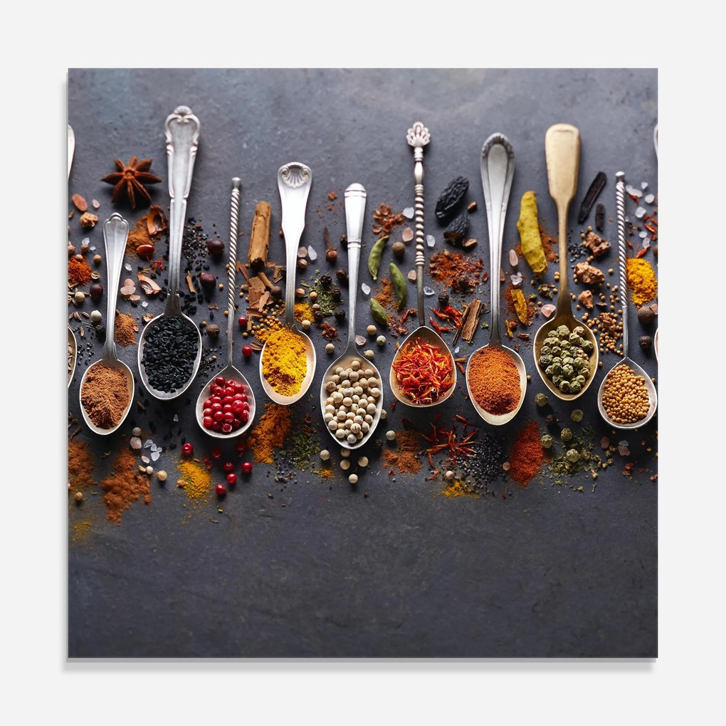 Panou Sticla Bucatarie, 100x100cm, Protectie aragaz, Antistropi, Termorezistent, Alimente, Condimente, Spices Black Board
