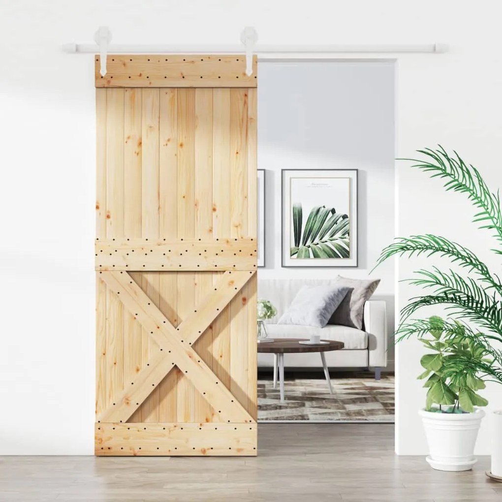 vidaXL Ușă glisantă cu set de feronerie 85x210 cm, lemn masiv de pin