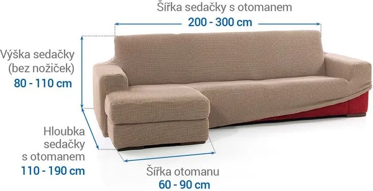 Nueva Textura Huse care se întind foarte bine NIAGARA alunei canapea cu otoman stânga (l. 200 - 300 cm)