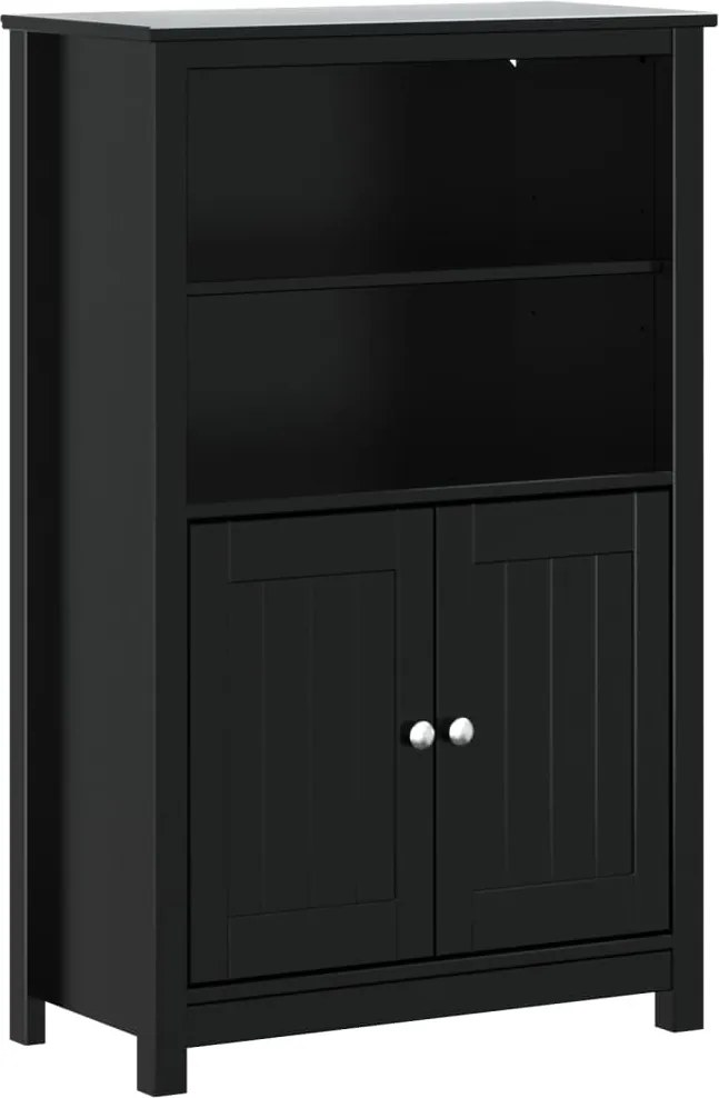 vidaXL Dulap de baie BERG, negru, 69,5x34x110 cm, lemn masiv de pin