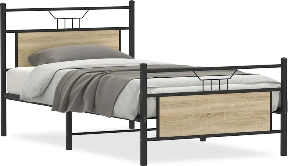 vidaXL Cadru pat fără saltea stejar sonoma 100x200 cm lemn prelucrat