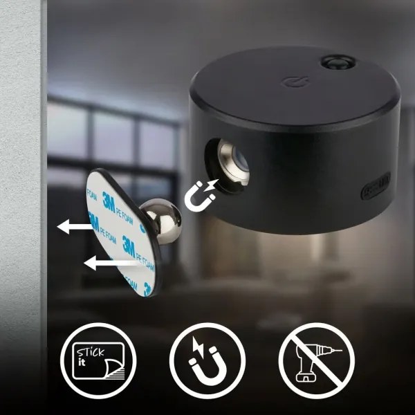 Briloner 3896015 - Aplica de perete LED reîncărcabilă și reglabilă, 1,6W/5V 1500 mAh, negru