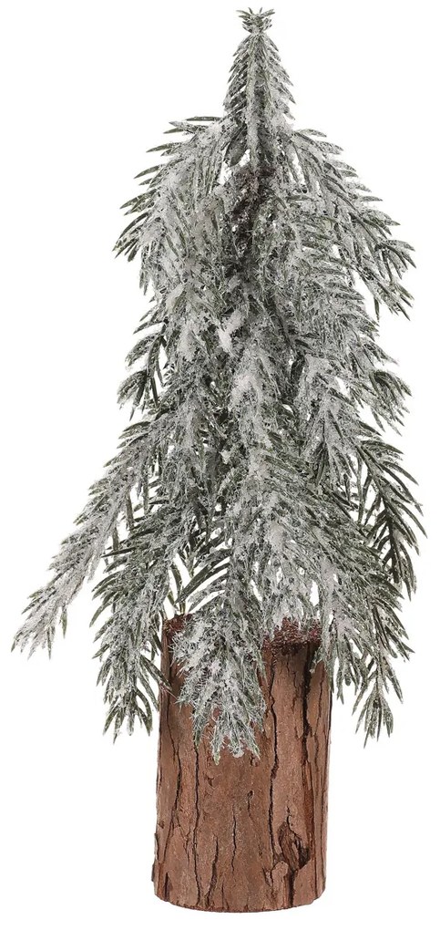 Decorațiune de Crăciun Molid pe buștean, acoperit cu zăpadă, 32 cm