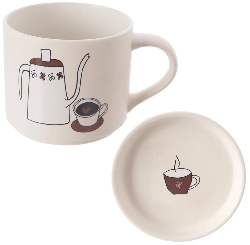 Orion Cană din porțelan cu capac Cafea, 0,45 l