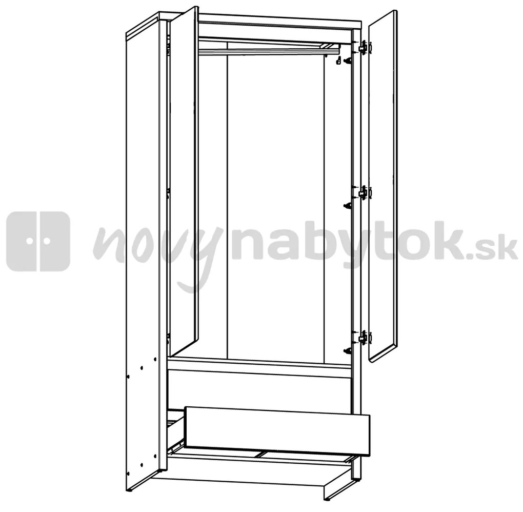Dulap de haine Kaspian SZF2D2S (Wenge). 735090