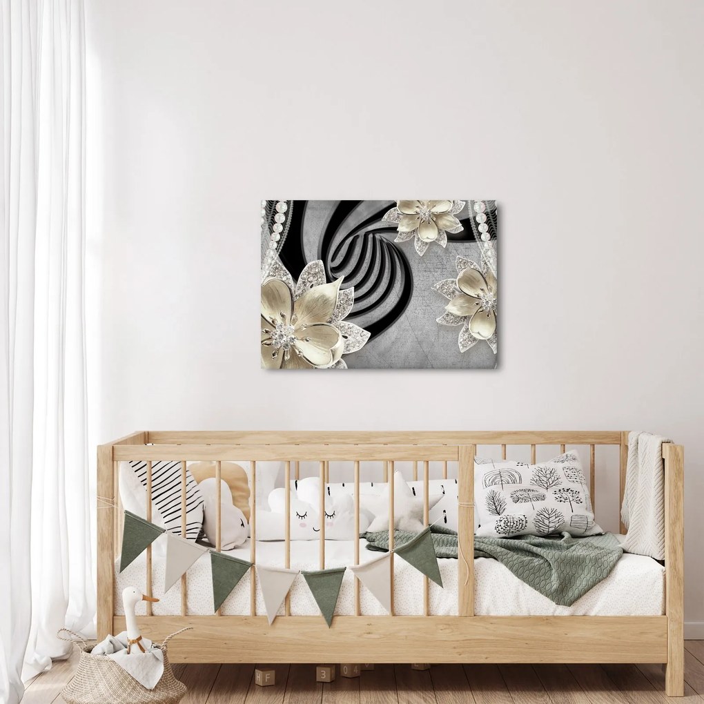 Tablou - 3D Flori aurii (70x50 cm)