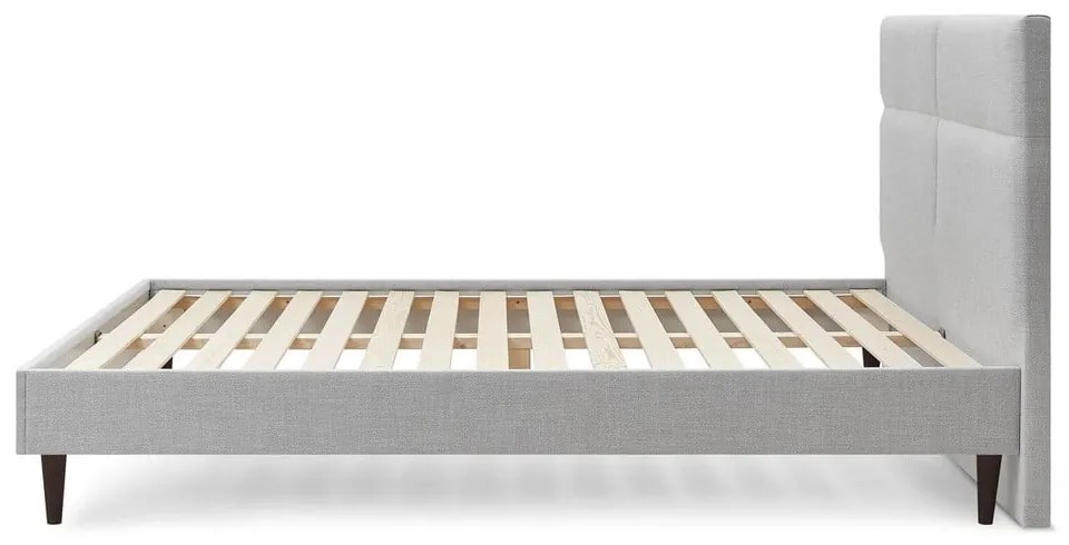 Pat matrimonial 180x200 cm gri deschis tapițat cu somieră Elyna – Bobochic Paris