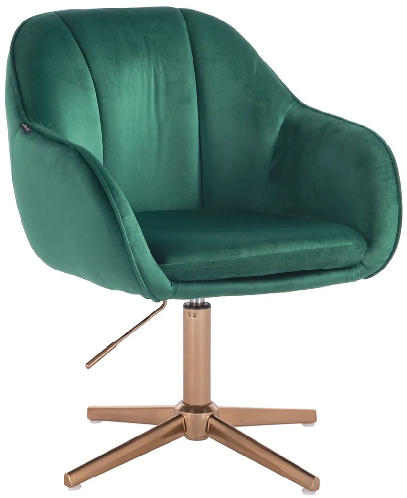 HR2055CROSS Scaun Verde din Catifea cu Bază Aurie