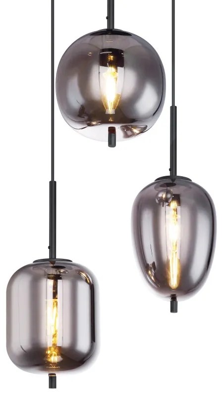 Lustra cu 3 pendule design modern BLACKY fumuriu 15345-3 GL