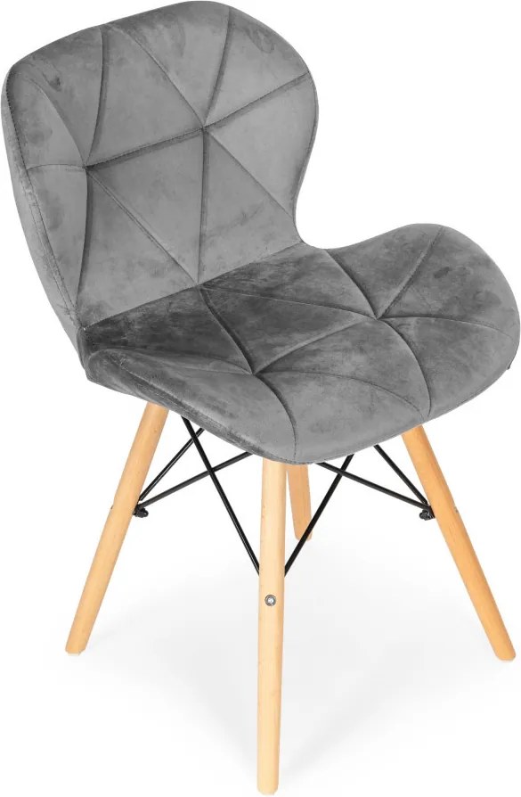 Set de 4 scaune din catifea gri