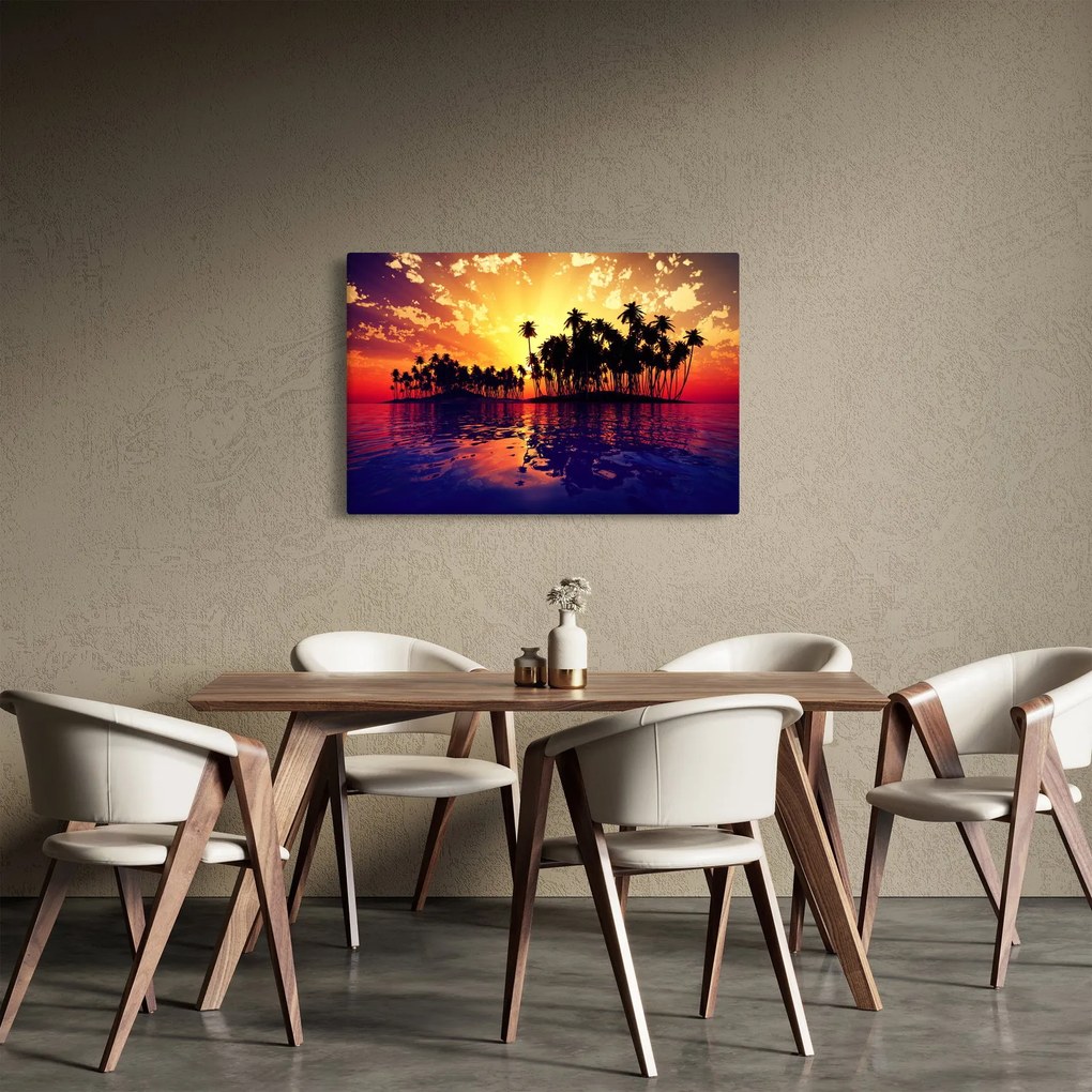 Tablou insulă în apus de soare (90x60 cm)