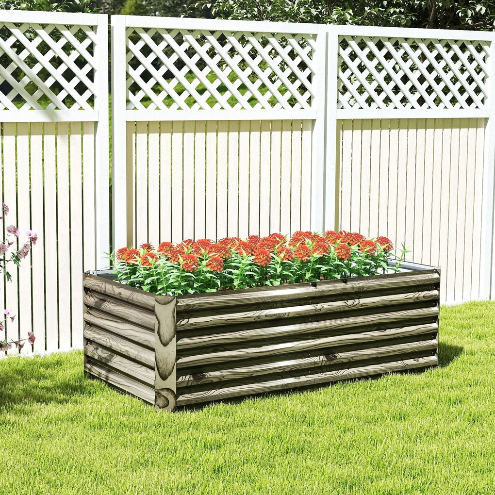 Outsunny Jardinieră mare dreptunghiulară din oțel galvanizat pentru terasă cu bază deschisă 180x90x57,5 cm Natural | Aosom Romania