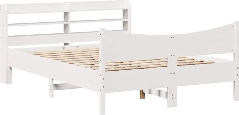 vidaXL Cadru de pat cu tăblie, alb, 150x200 cm lemn masiv pin