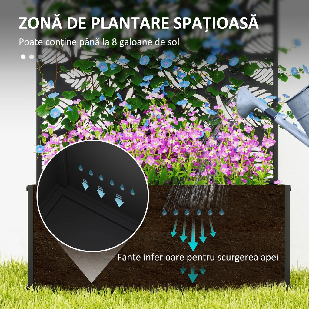 Outsunny Jardinieră cu Grilaj pentru Plante Cățărătoare cu Montare pe Perete sau Independent, 61x23x113 cm, Negru | Aosom Romania