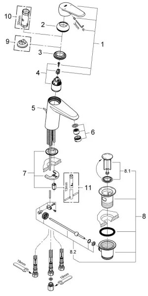 GROHE 33177002 - Baterie pentru lavoar EURODISC COSMOPOLITAN DN 15, crom lucios