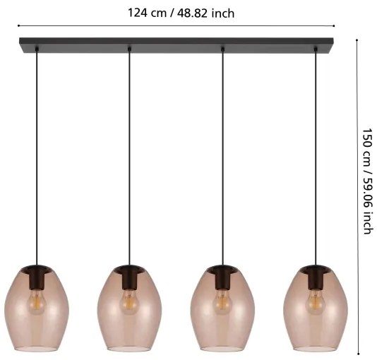 Lustră pe cablu Eglo 390162 ESTANYS 4xE27/40W/230V maro