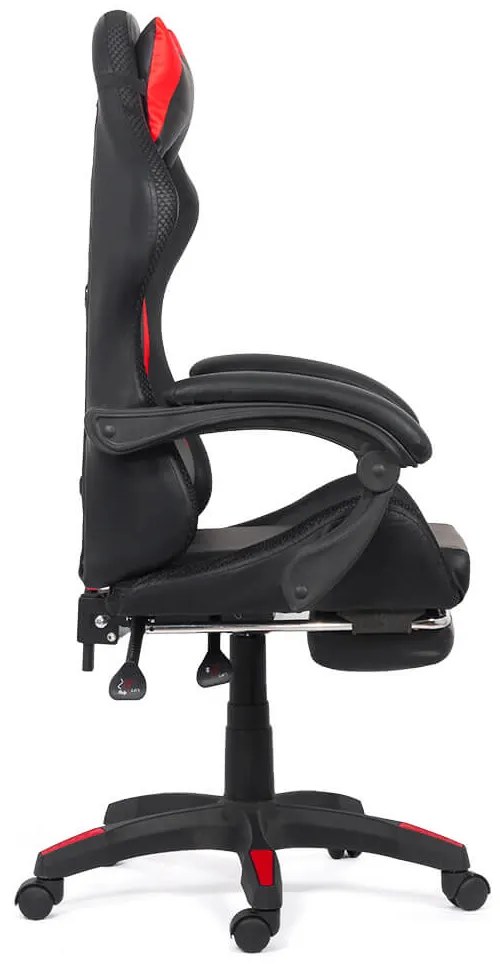 Scaun de gaming cu masaj si iluminare RGB din piele ecologica OFF 303 rosu cu negru