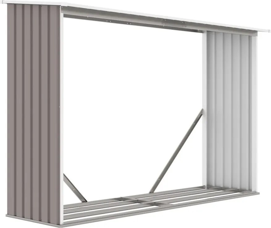 Adapost pentru lemne, sopron metalic, 242 x 75 x 160 cm.