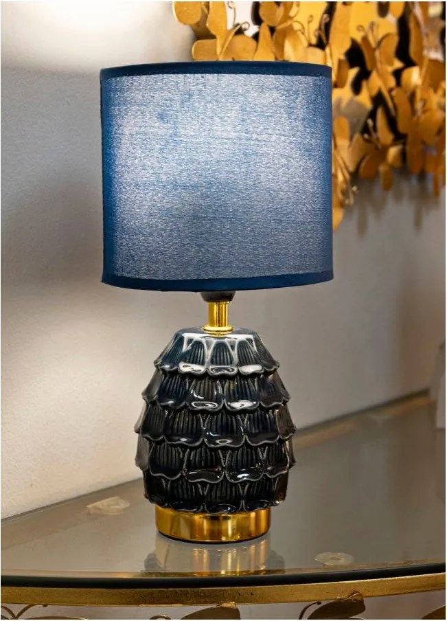 Veioză albastră din ceramică cu abajur textil (înălțime 30,5 cm) Pigny – Mauro Ferretti