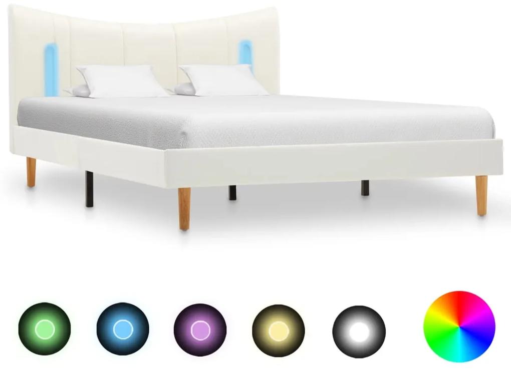 288531 vidaXL Cadru de pat cu LED, alb, 120 x 200 cm, piele ecologică