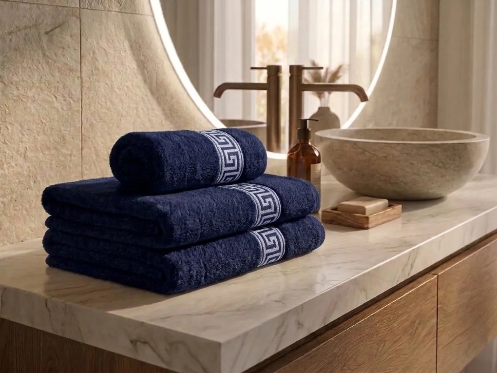 Prosop GREEK 50 x 90 cm albastru inchis, 100% bumbac