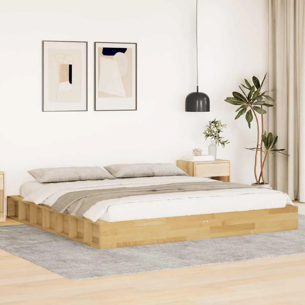vidaXL Cadru de pat fără saltea 180x200 cm din lemn masiv de stejar