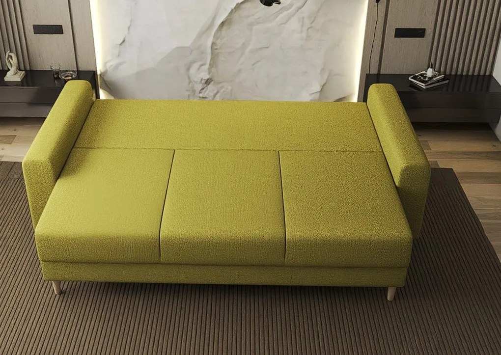 Canapea extensibilă dumonde cu ladă de depozitare si sezut confortabil din spuma high-density, Kronos Enjoy Verde 210x100 cm