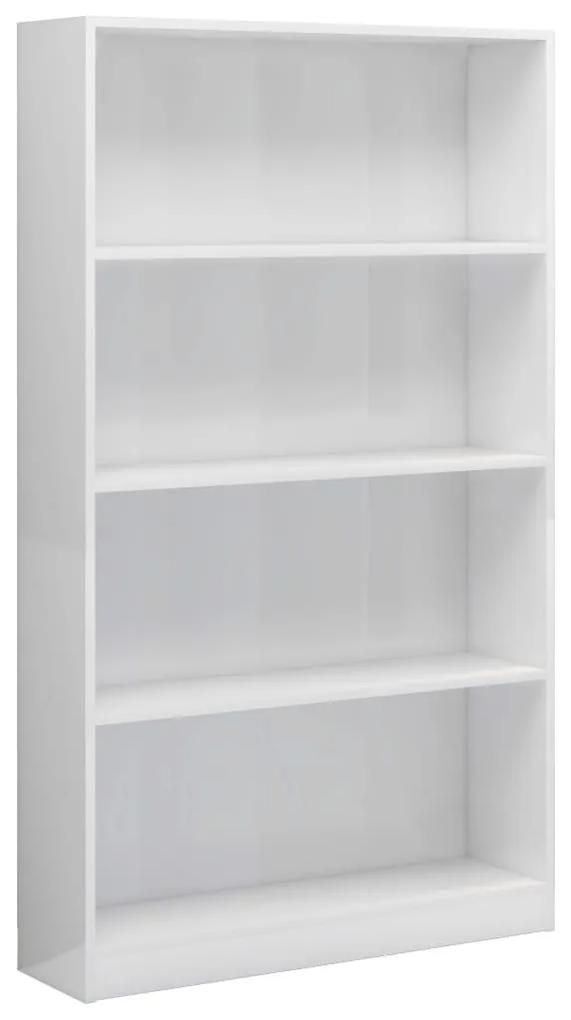 800915 vidaXL Bibliotecă cu 4 rafturi, alb extralucios, 80x24x142 cm, PAL