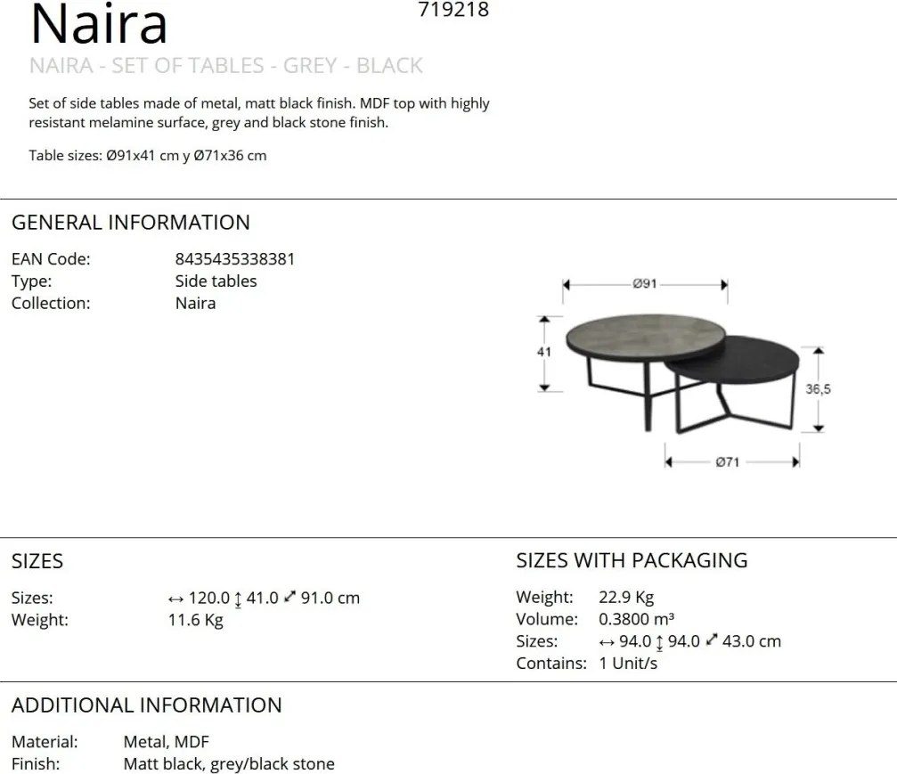 Set de 2 Masute de cafea design modern Naira