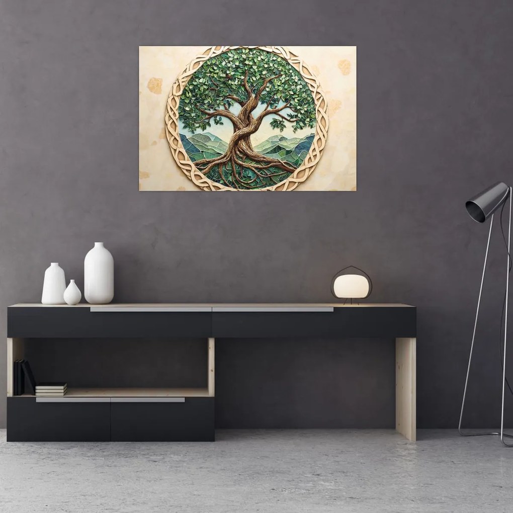 Tablou – Arborele vieții împletit (90x60 cm)