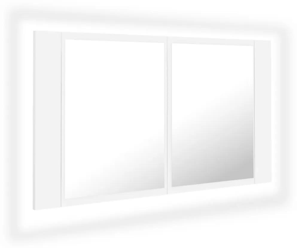 Dulap de baie cu oglinda si LED, alb, 80x12x45 cm Alb