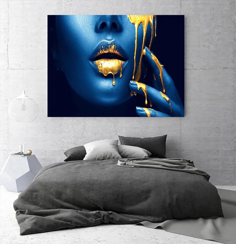 Tablou canvas Gold Digger Blue 120x80 cm
