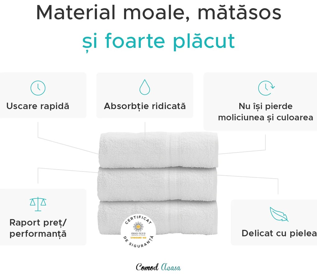 Prosop BIBAZ 50x100 cm, antracit 100% bumbac