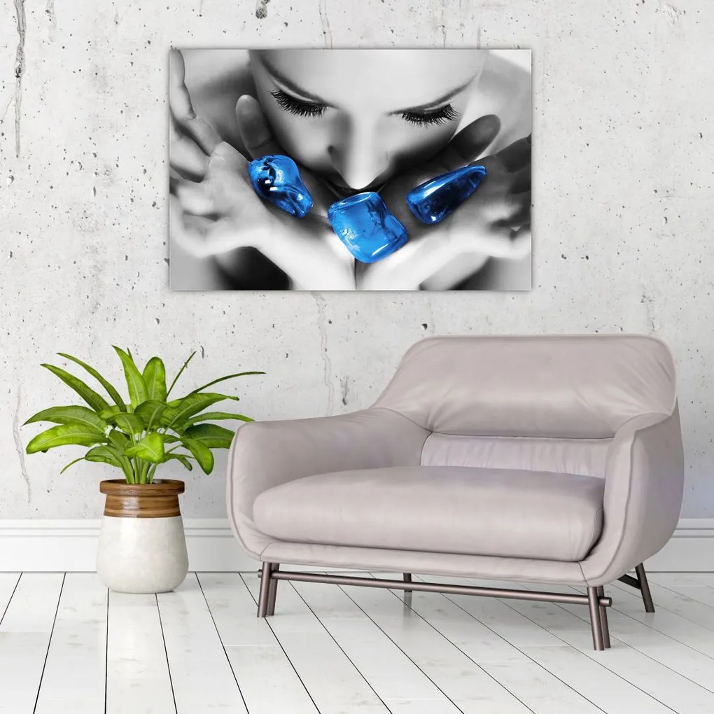 Tablou cu portretul femeii cu pietre (90x60 cm)