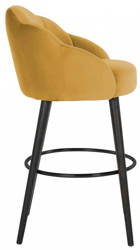 Scaun de bar tapitat Tulip galben