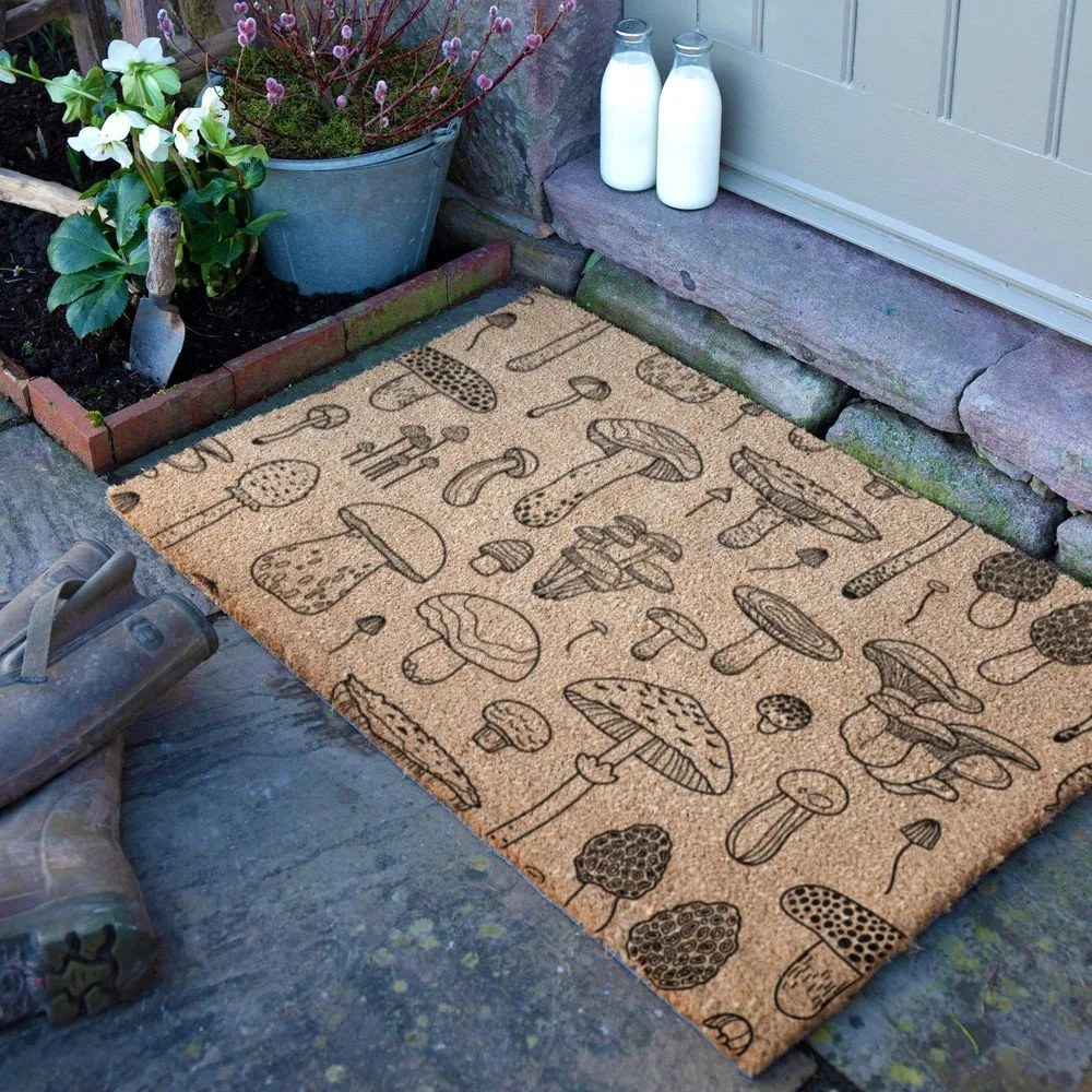 Covoraș de intrare din fibre de nucă de cocos 60x90 cm Mushrooms – Artsy Doormats