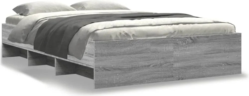 vidaXL Cadru de pat, gri sonoma, 120x190 cm, lemn prelucrat