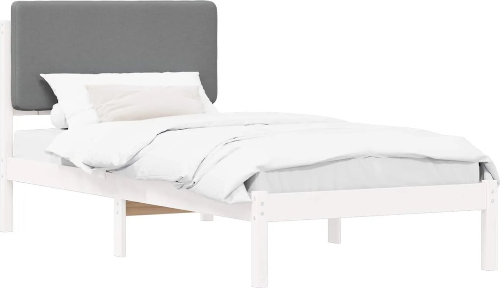 vidaXL Cadru de pat cu tăblie tapițată Gri deschis 90 x 190 cm