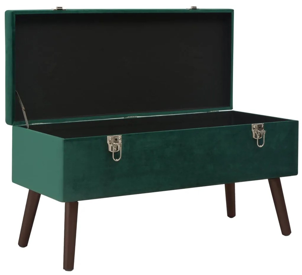 3070668 vidaXL Bancă cu un compartiment de depozitare, verde, 80 cm, catifea