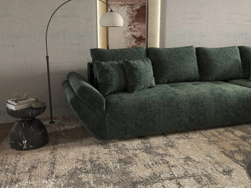Colțar extensibil dumonde cu ladă de depozitare si sezut confortabil din spuma high-density, Berlin XL Euphoria Green 350x185 cm II