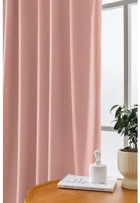 Draperie opaca VELVET 140x250 cm, roz Agatat: Inele metalice